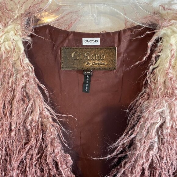 Ci Sono by Cavalini  Burgundy Ombre Faux-Fur Vest Ladies Lg - Picture 3 of 14